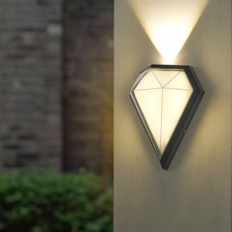 Outdoor Waterproof Diamond Shape Colorful Light LED Wall Lamp For Garden, Green