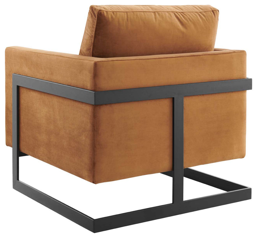 Accent Chair, Velvet, Metal, Black Brown, Modern, Living Lounge Hospitality