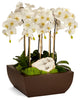 Orchid and Geode in Large Metal Box, White