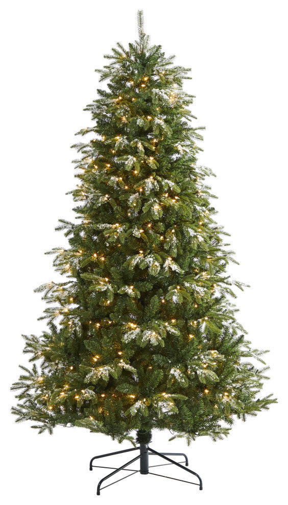 7' Snowed Grand Teton Faux Xmas Tree W/500 Clear Lights & 1050 Bendable Branches