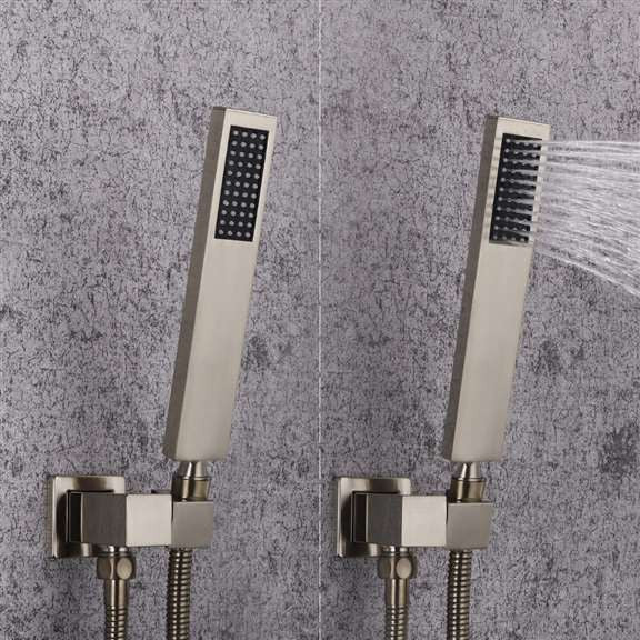 Fontana Mugla 22" Brushed Nickel LED Thermostatic Waterfall Rain Shower Head