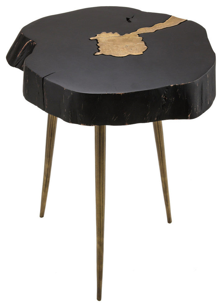 TOV Furniture Timber Black and Brass Side Table