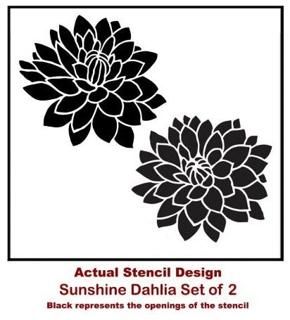 Sunshine Dahlias Wall Stencils, 2-Piece Wall Art Stencil, DIY Home Decor, Medium