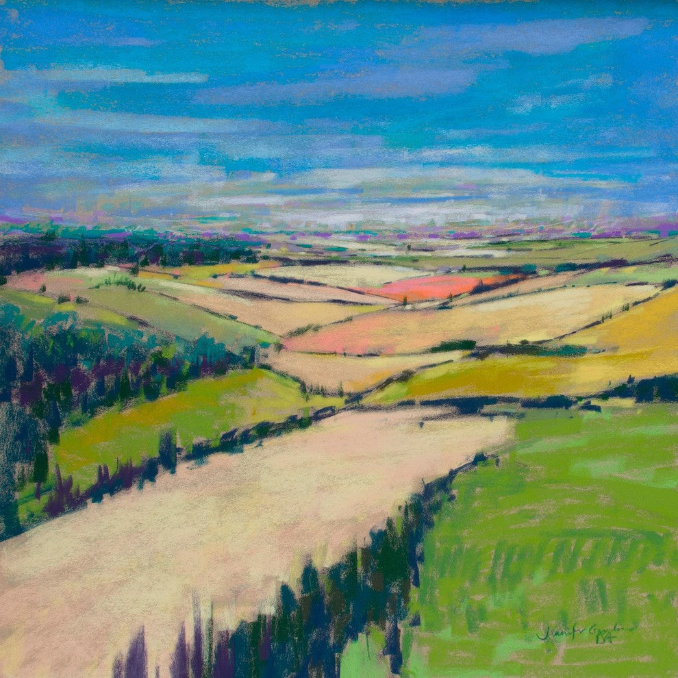 "Patchwork Fields XII" Painting Print on Wrapped Canvas, 24x24