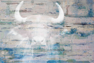 "White Bull Shadow" Painting Print on Wrapped Canvas, 30"x20"