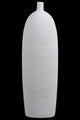 Tall Cylindrical Vase With Short Neck and Tapered Bottom, Combed Finish White