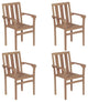 Vidaxl Stackable Garden Chairs, Set of 4, Solid Teak Wood