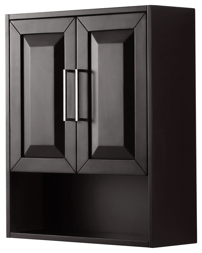 Daria Bathroom Wall-Mounted Storage Cabinet in in Dark Espresso w/ Chrome Trim