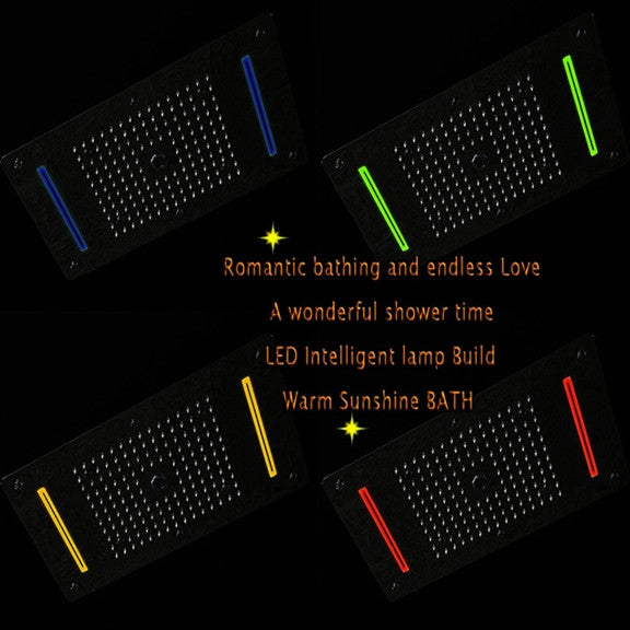Led Rainfall Shower System With Hand Shower, Black Matte
