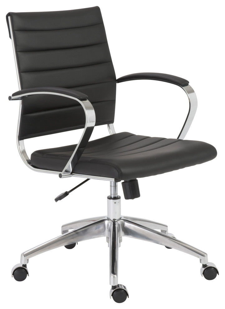 Axel Low Back Office Chair, Black With Aluminum Base
