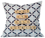 Deny Designs Happee Monkee Baby Its Cold Outside Throw Pillow, 18"x18"