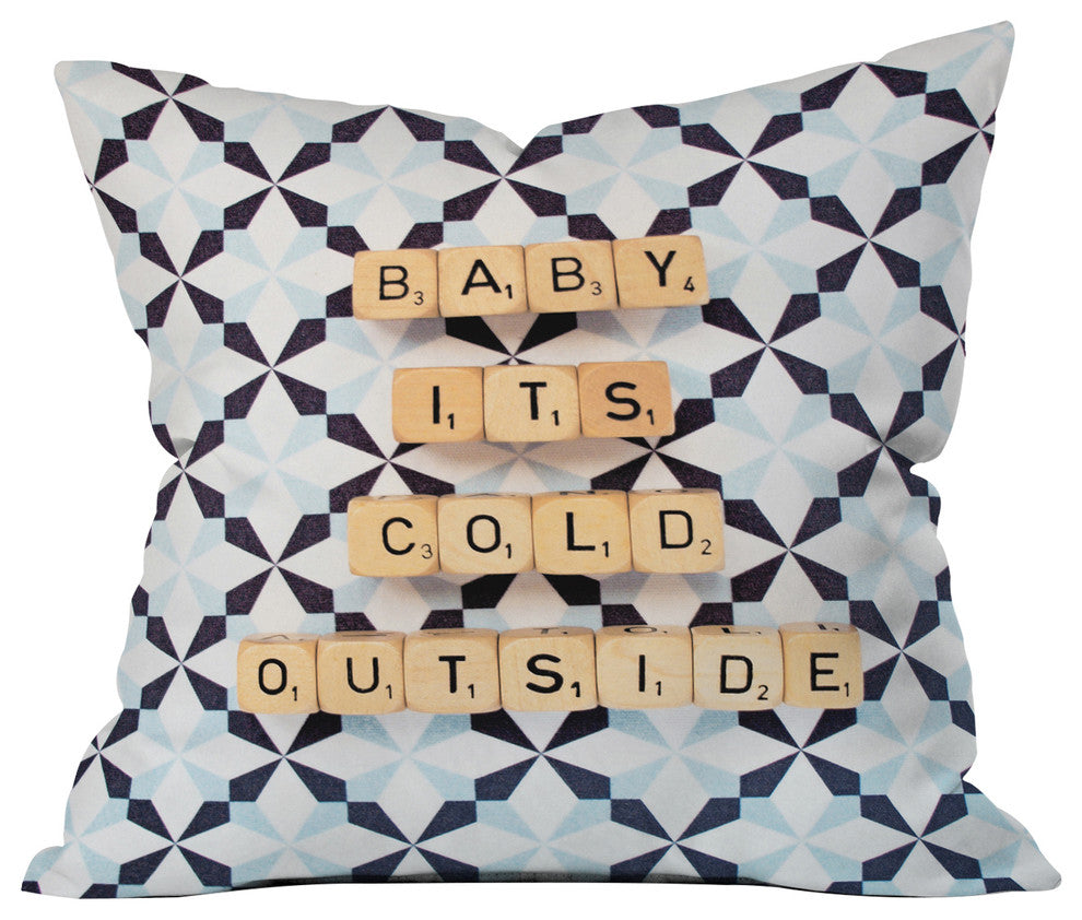 Deny Designs Happee Monkee Baby Its Cold Outside Throw Pillow, 18"x18"