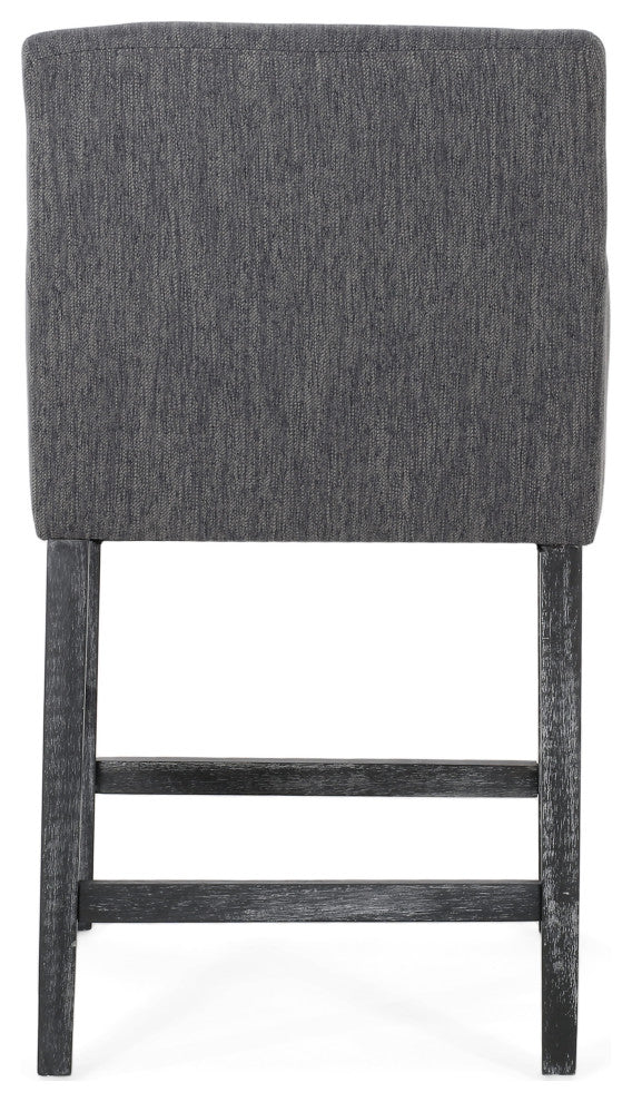 Chaparral Contemporary Fabric Upholstered Wood 26" Counter Stools, Set of 2, Charcoal/Gray