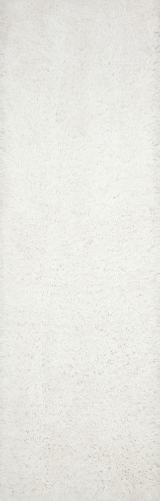 Hand Tufted Polyester Mila Shag Area Rug by Loloi II, White, 2'3"x7'6"