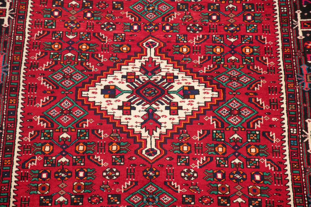 Consigned, Hosainabad Oriental Traditional Hand Made Persian Area Rug, Red, 5x11