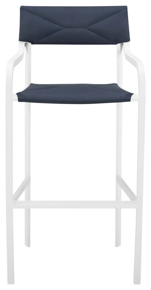 Raleigh Stackable Outdoor Patio Aluminum Bar Stool White Navy