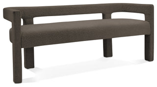 Athena Boucle Fabric Upholstered Bench, Brown, Boucle Fabric