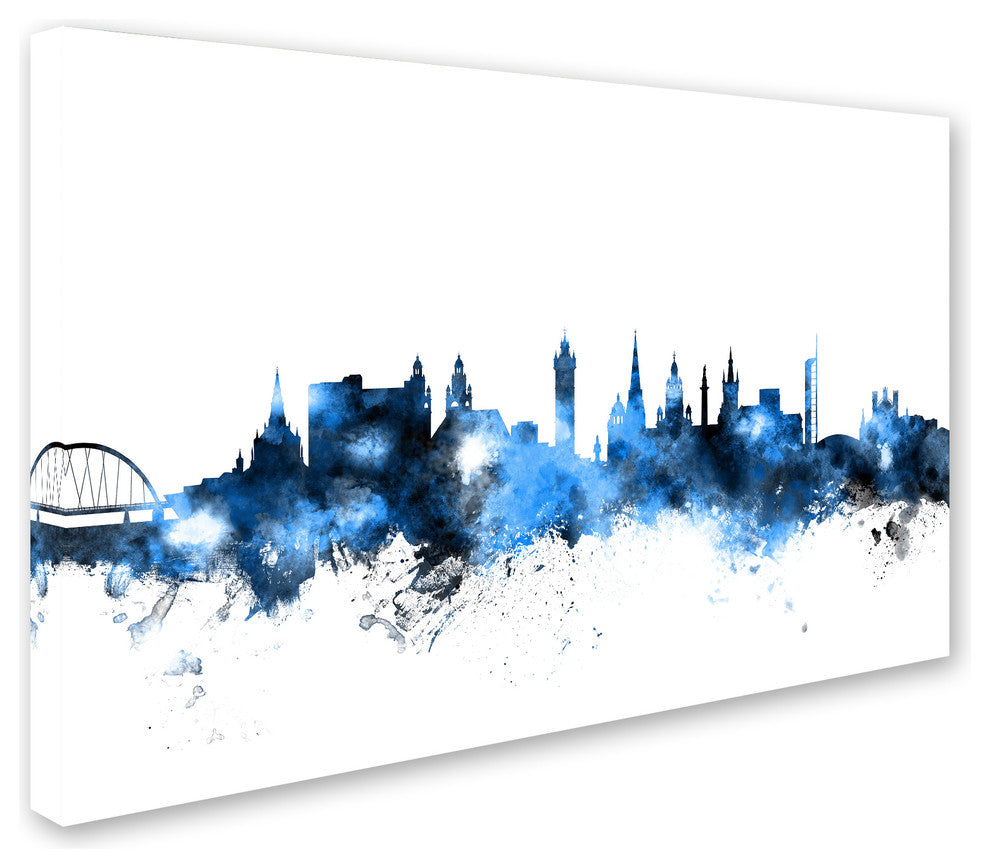 Michael Tompsett 'Glasgow Scotland Skyline White' Canvas Art, 30x47