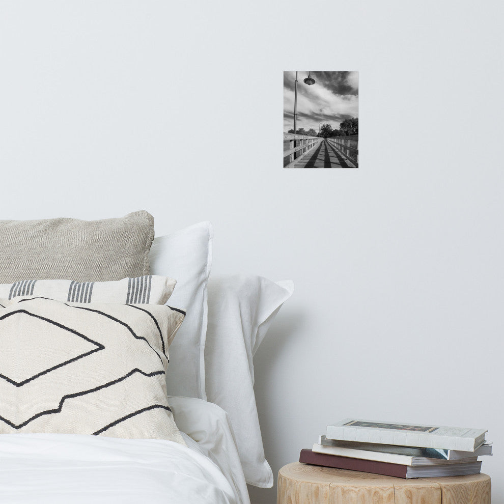 Follow the Lines Black & White Landscape Photo Unframed Wall Art Print, 8" X 10"