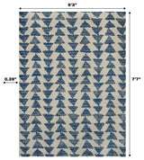 Aisha Moroccan Triangle Geometric  Cream/Navy 8 ft. x 10 ft. Area Rug
