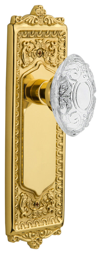 Egg and Dart Plate Double Dummy Crystal Victorian Knob, Polished Brass, EADCVI