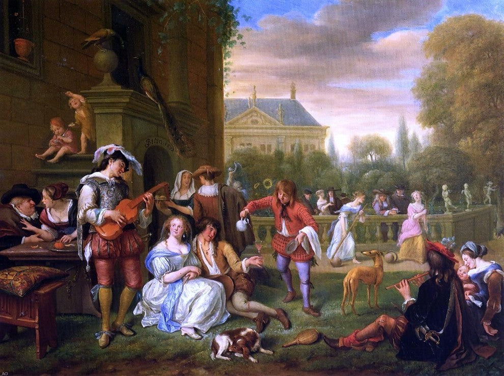 Jan Steen The Garden Party, 21"x28" Gallery Wrapped Canvas Print