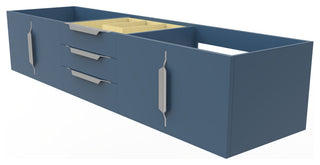 CastelloUSA Alpine 72" Wall Mounted Vanity, Base Only, Blue, Brushed Nickel