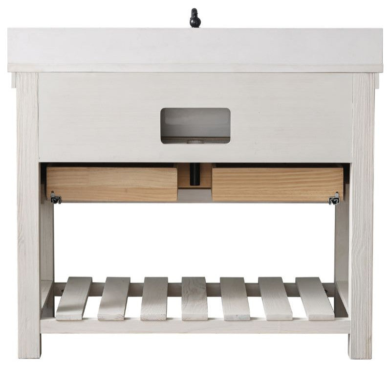 Wesley 42" Bathroom Vanity, White Wash