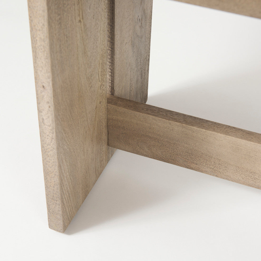 Aida Light Grey Solid Wood Dining Bench