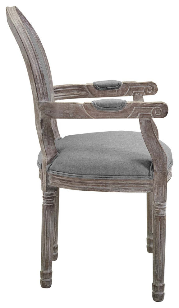 Emanate Dining Armchair Upholstered Fabric Set of 4, Light Gray