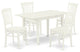 5Pc Wood Dinette Set 4 Dining Chairs, Butterfly Leaf Dining Table, Linen White