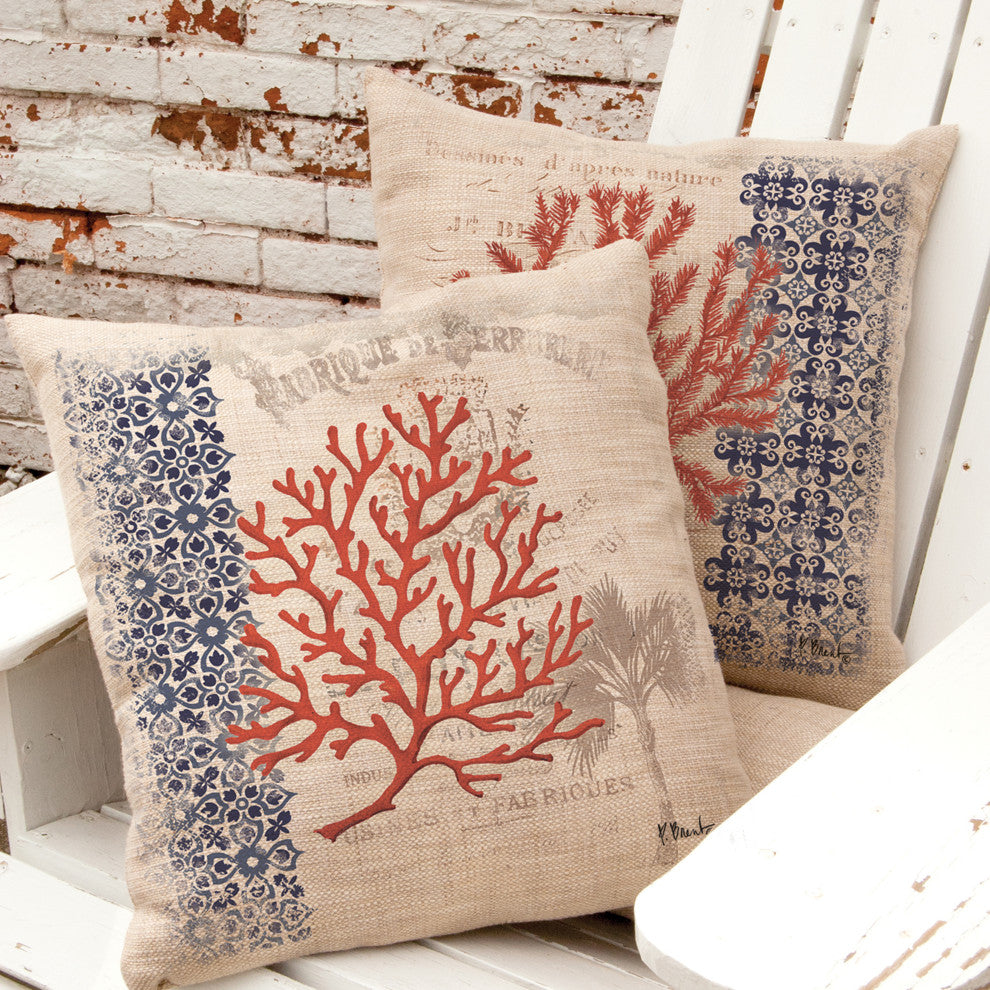 Coral Coast 18"x18" Palm Tree Pillow Cover, Natural