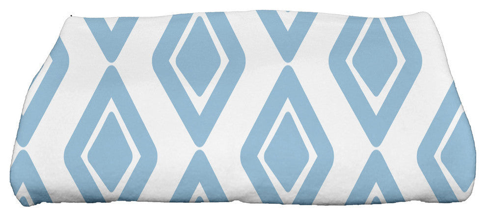 Diamond Jive 1, Geometric Print Bath Towel, Light Blue