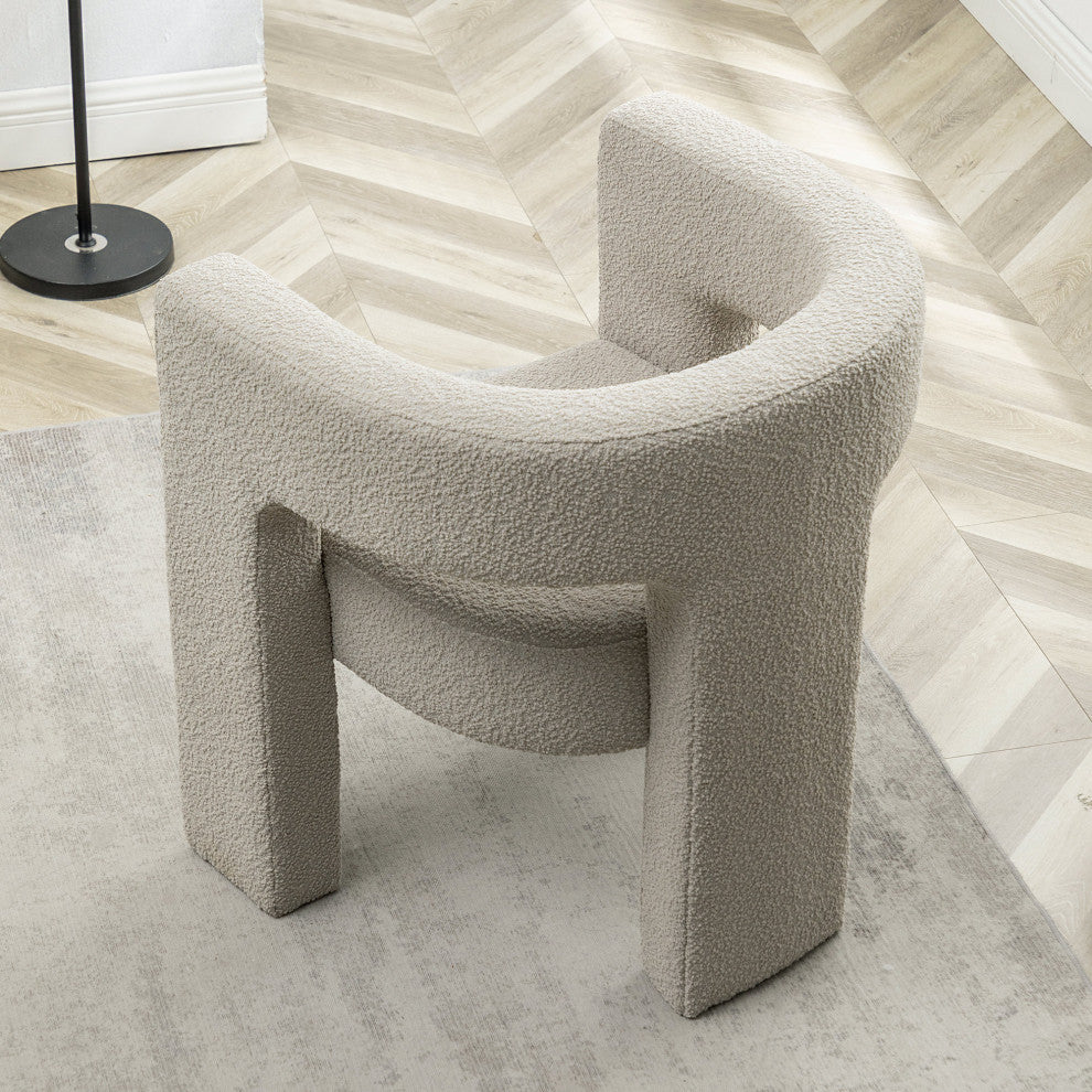 28" Wide Boucle Upholstered Square Armchair, Oatmeal