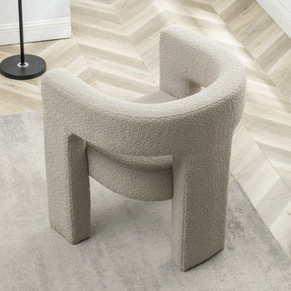 28" Wide Boucle Upholstered Square Armchair, Oatmeal