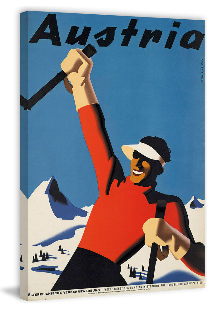 "Ski Austria" Painting Print on Wrapped Canvas, 24"x36"