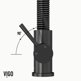 VIGO Edison 19" H Single Handle Pull-Down Sprayer Kitchen Faucet, Graphite Black, No Sensor, Without Extras