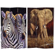 6' Tall Double Sided Elephant and Zebra Canvas Room Divider
