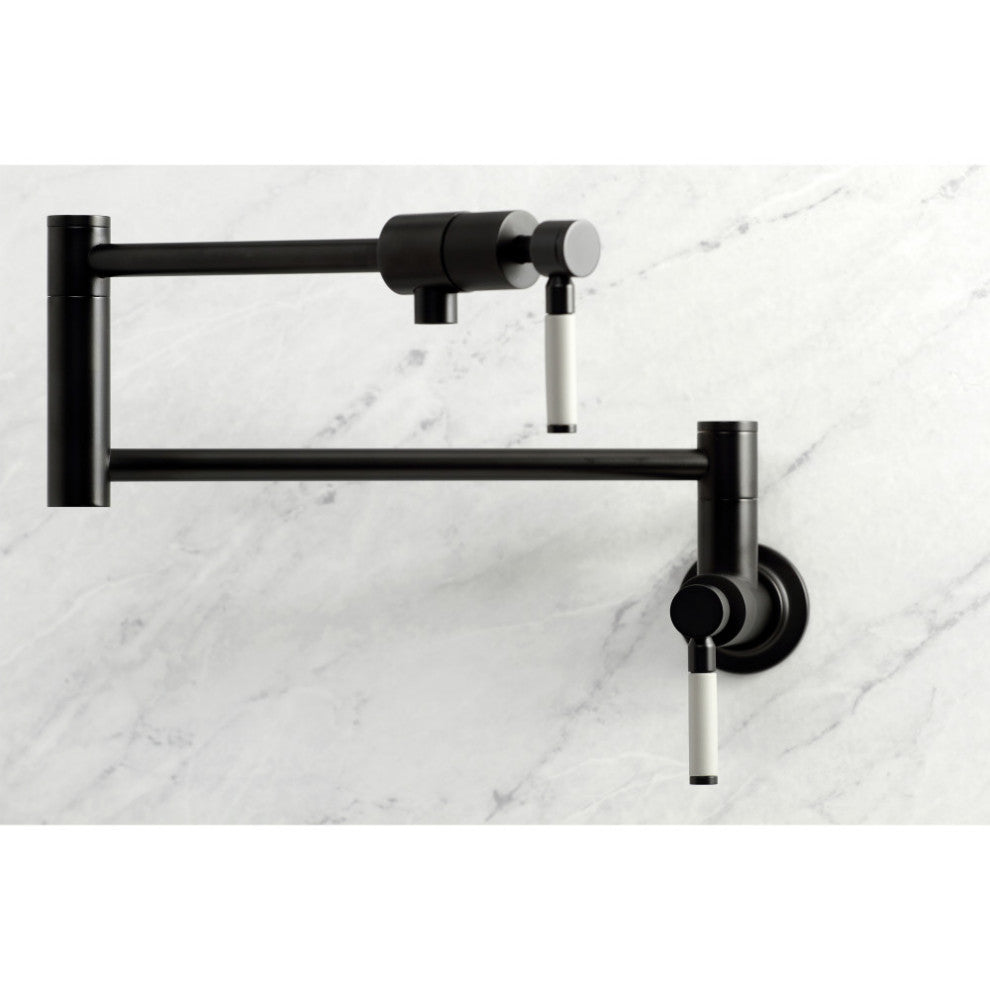 Kingston Brass KS4100DKL Kaiser Wall Mount Pot Filler, Matte Black