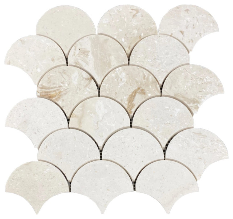 Shell Stone Limestone Laguna Design on 12"x12" Mosaic Tile (10 sqft per box)