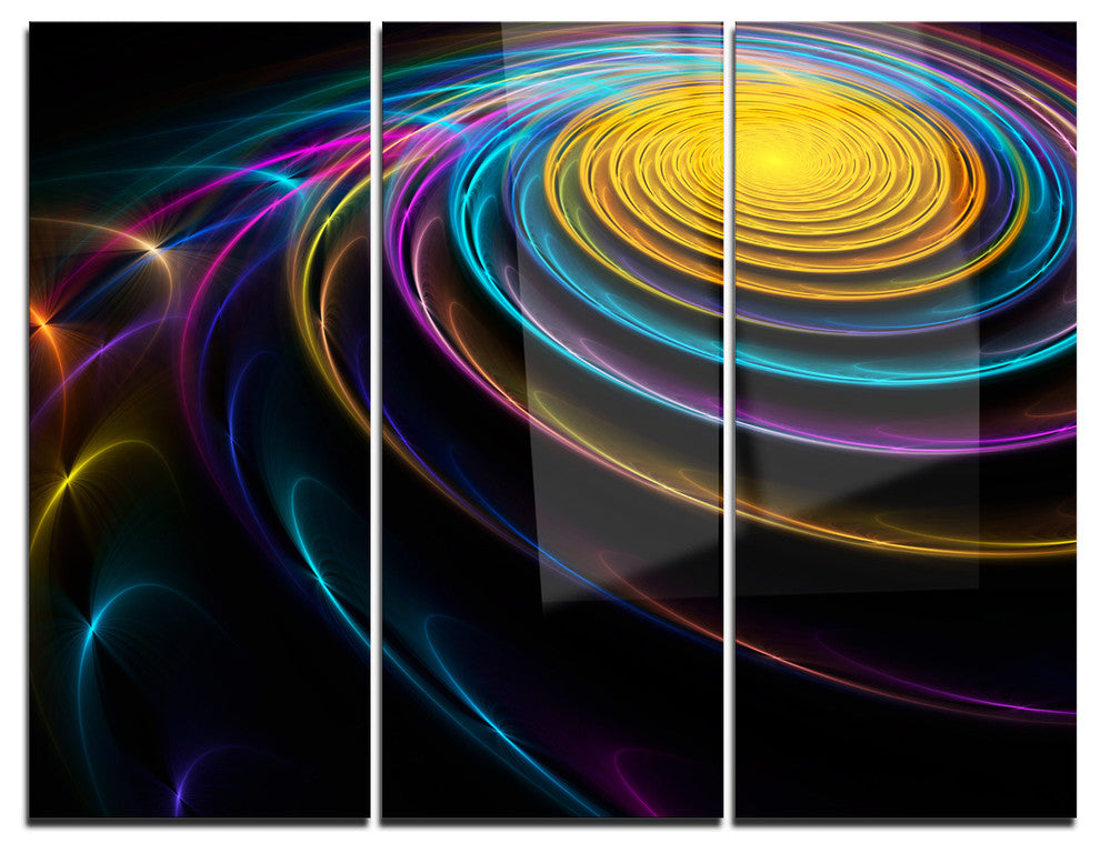 "Fractal 3-D Colored Bulgy Circles" Metal Wall Art, 3 Panels, 36"x28"