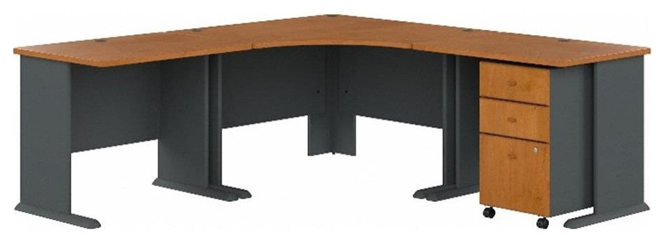 Series A 84W x 84D Corner Desk with Mobile File in Cherry - Engineered Wood