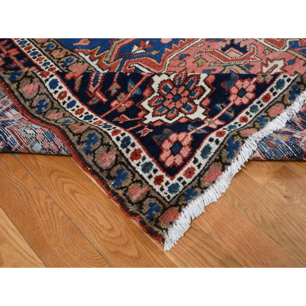 Red Antique Persian Karajeh Heriz Wool Hand Knotted Oversized Rug 12'3"x16'1"