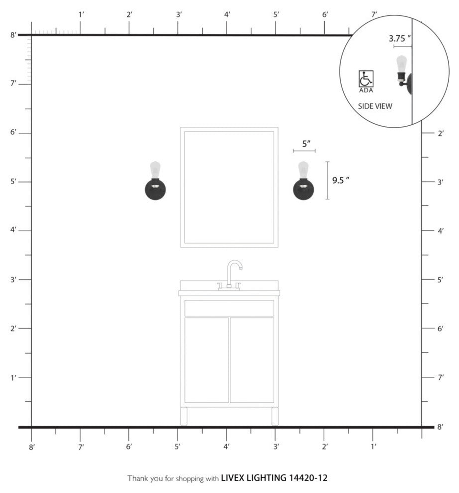 Lansdale 1 Light Satin Brass ADA Single Vanity Sconce
