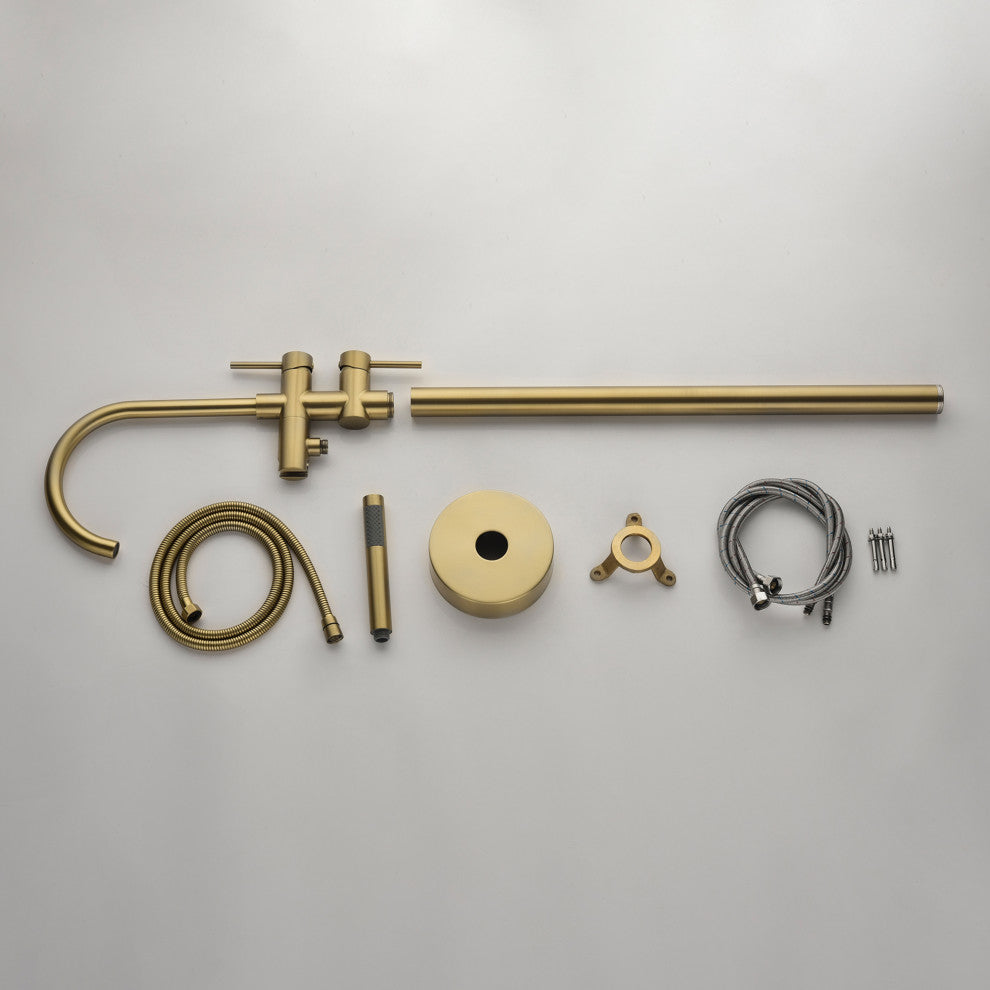 Freestanding Double Handle Clawfoot Tub Faucet, Gold