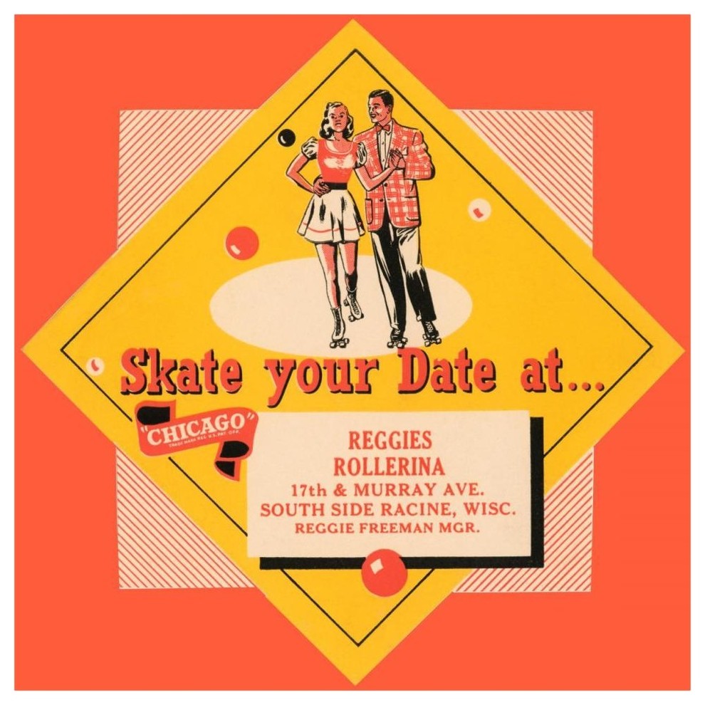 "Skate Your Date" Digital Paper Print by Retrorollers, 46"x46"