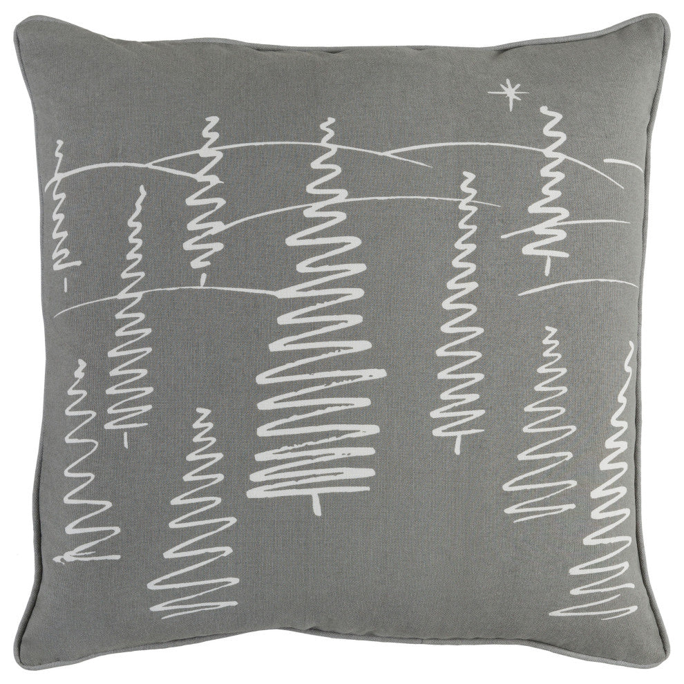 Surya Holiday HOLI-7256 18"x18" Pillow Kit, Light Gray/Ivory