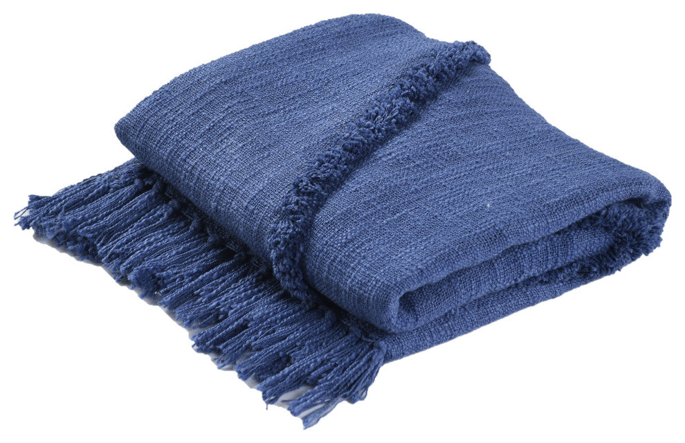 Bohemian Basics Decorative Diamond Tufted Cotton Throw Blanket, Galaxy Blue