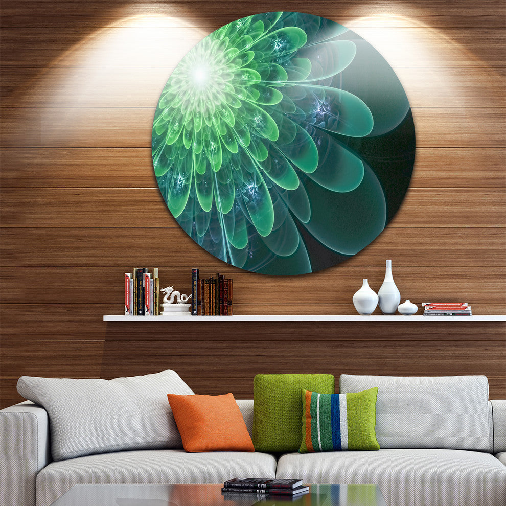 Perfect Fractal Flower In Soft Green, Floral Round Wall Art, 23"