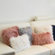 Frisco Mongolian Sheepskin Faux Fur Pillows, Set of 2, Stone White, 12"x20"